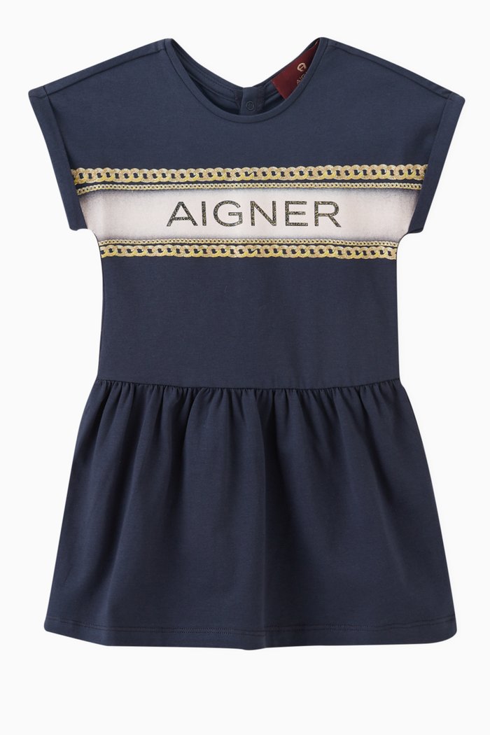 

Logo Chain Dress in Jersey, Blue