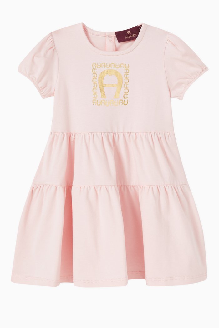

Tiered Logo Dress in Jersey, Pink