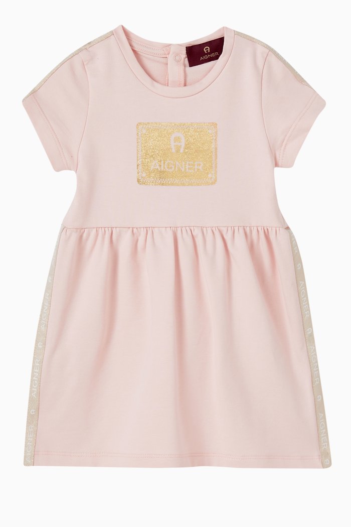 

Chain Logo Dress in Jersey, Pink