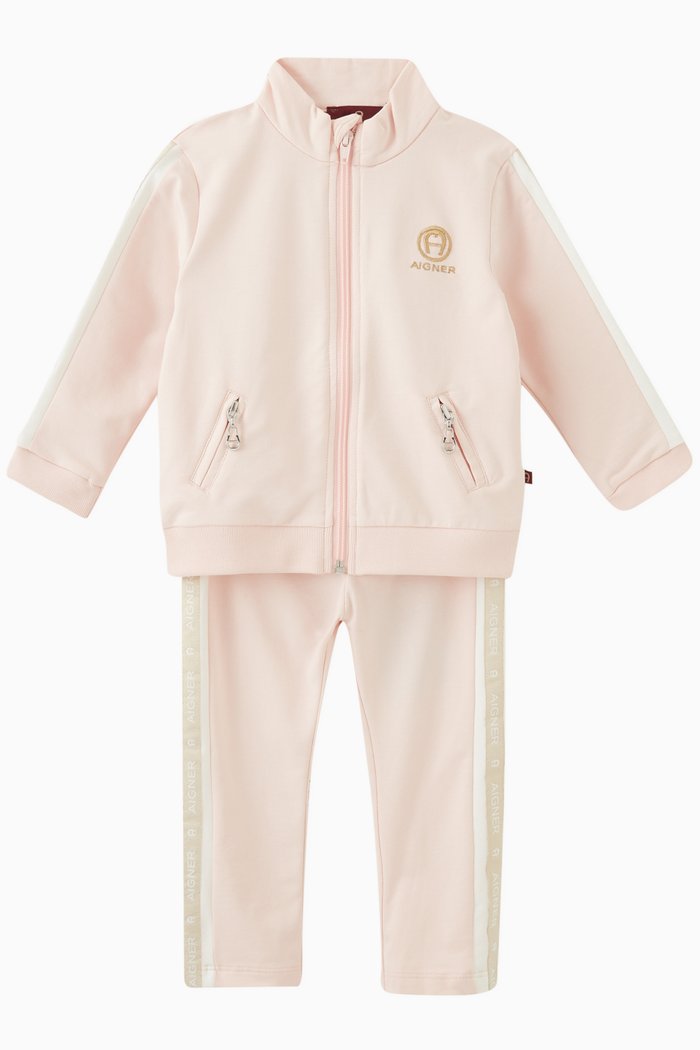 

Logo Track Jacket and Track Pants Set in Jersey, Pink