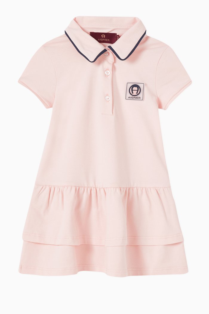 

Logo Polo Dress in Jersey, Pink