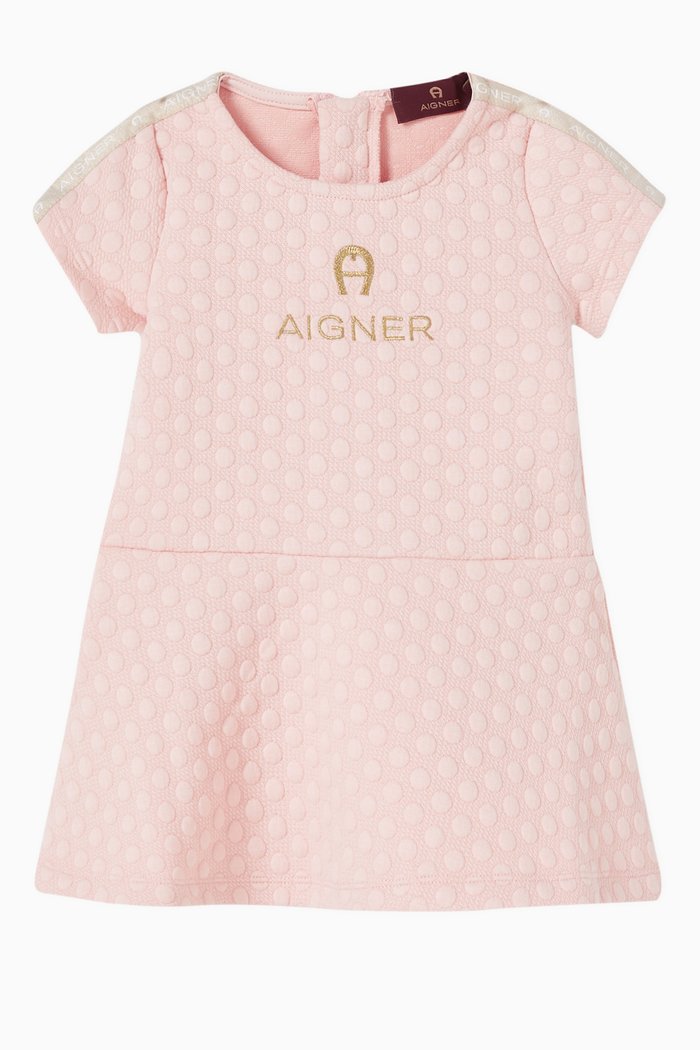 

Dotted Logo Dress in Interlock Cotton, Pink