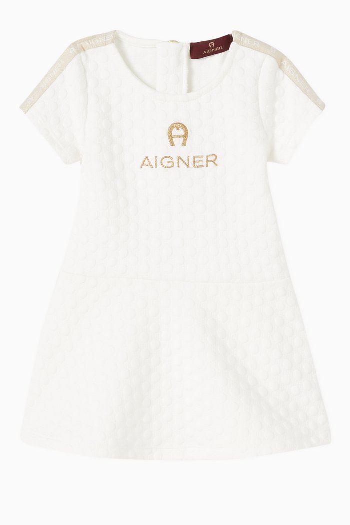 

Dotted Logo Dress in Interlock Cotton, Neutral