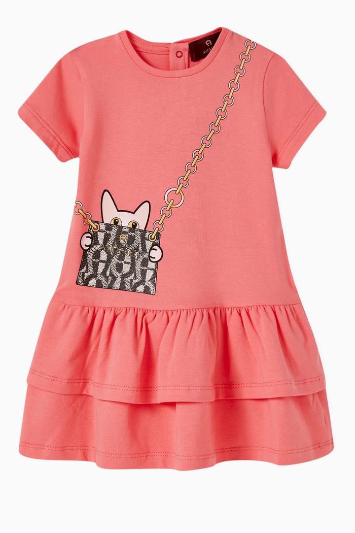 

Logo Graphic Dress in Jersey, Pink