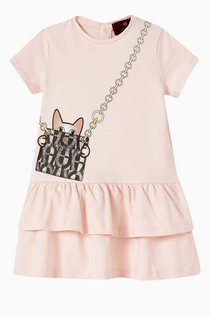 

Logo Graphic Dress in Jersey, Pink
