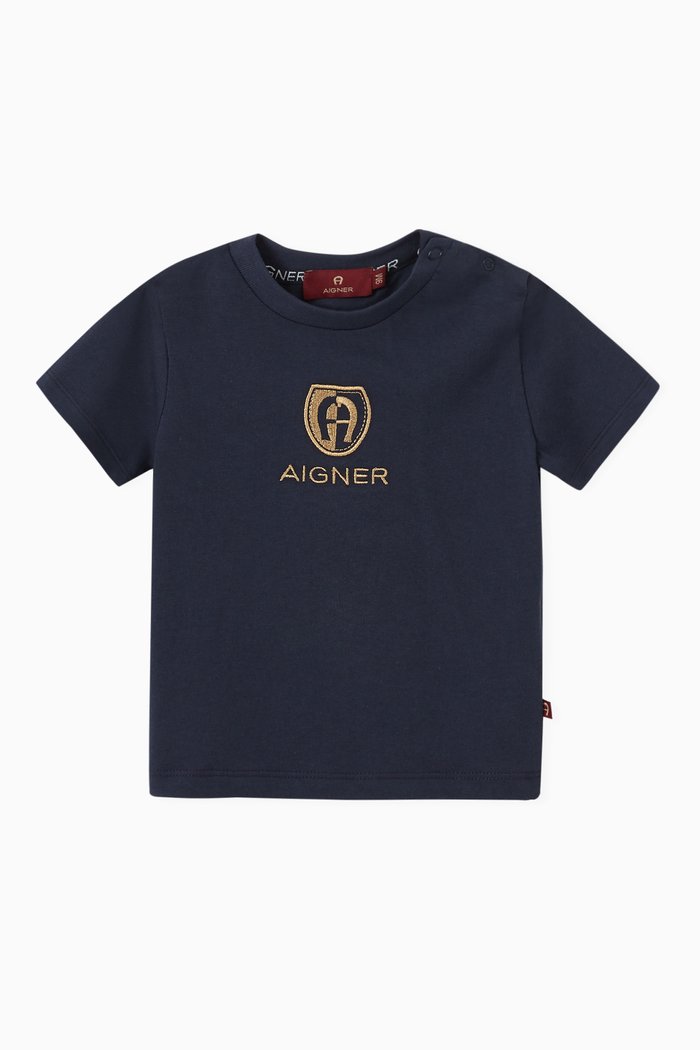 Logo T-shirt in Cotton Jersey, Blue