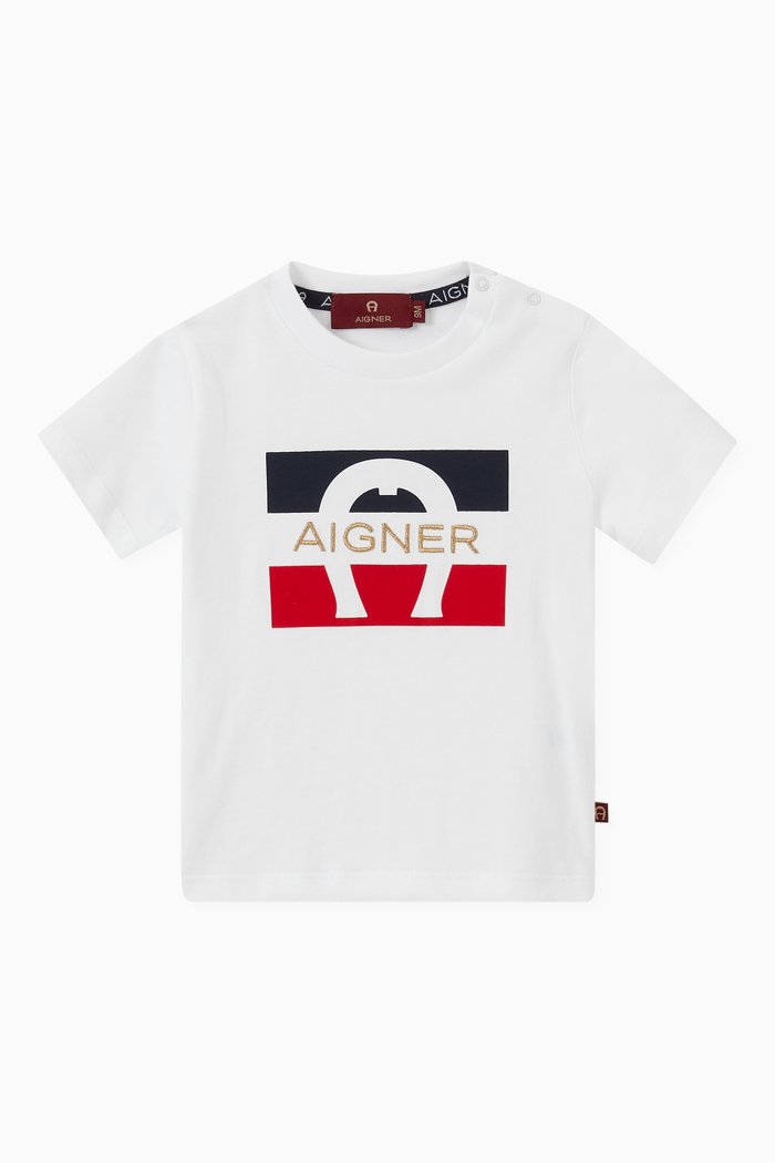 

Contrast Logo Print T-shirt in Cotton, White
