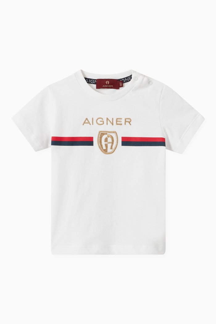 

Contrast Logo Print T-shirt in Cotton, White