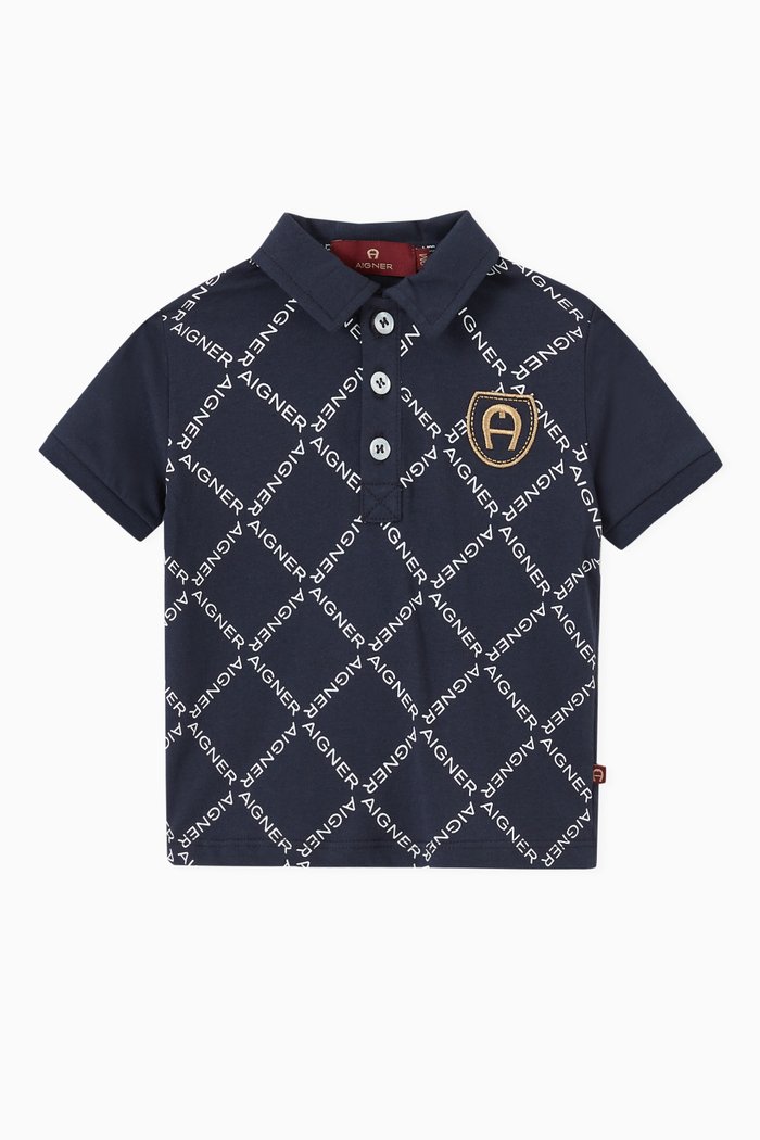 

Embroidered Logo Polo T-shirt in Cotton, Blue