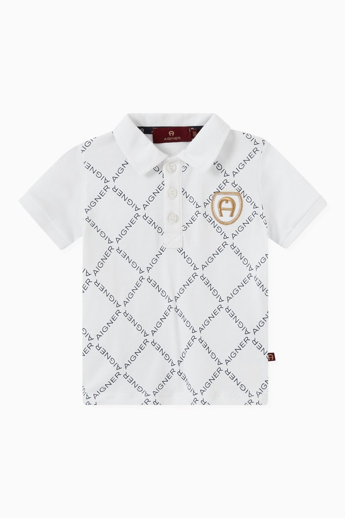 

Embroidered Logo Polo T-shirt in Cotton, White