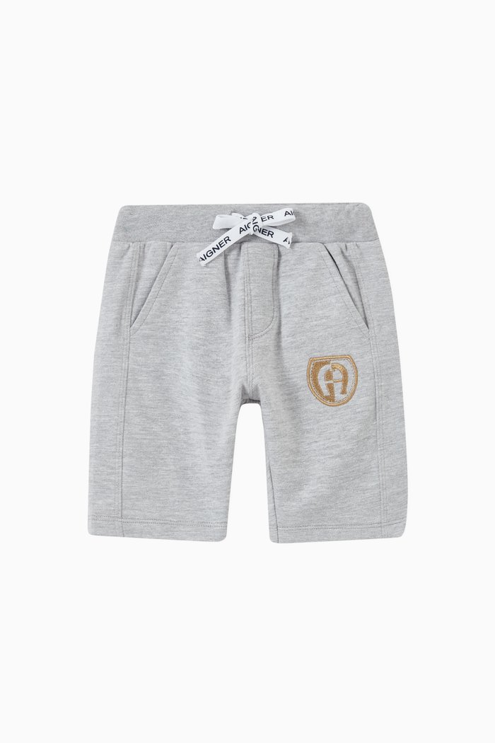 

Embroidered Logo Bermuda in Cotton, Grey