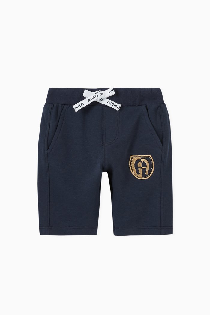 

Embroidered Logo Bermuda in Cotton, Blue