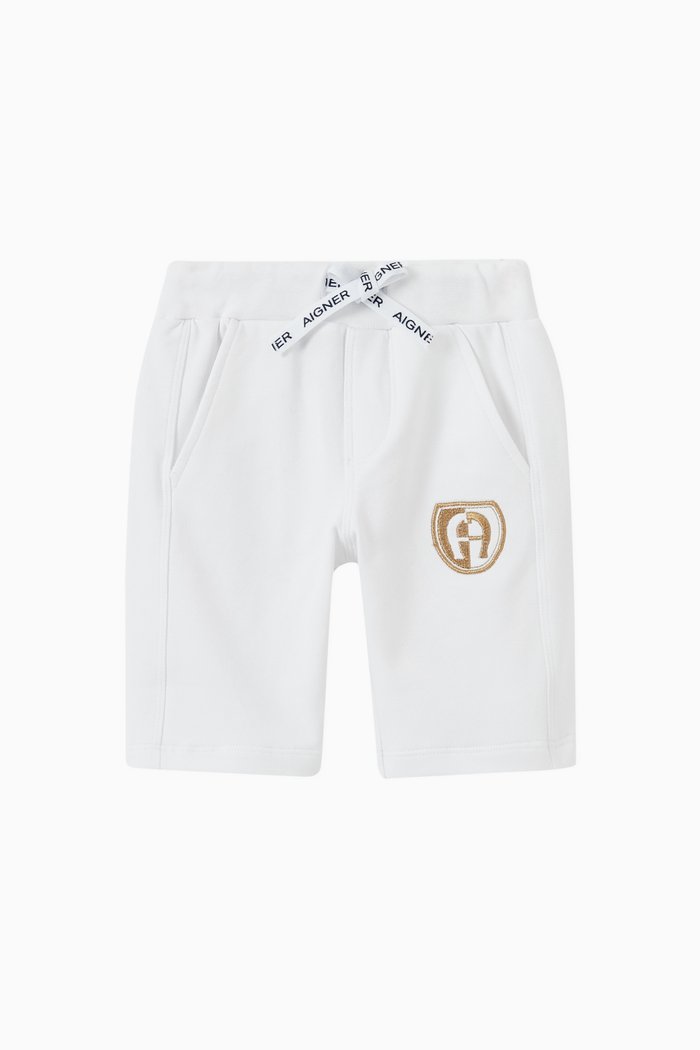 

Embroidered Logo Bermuda in Cotton, White
