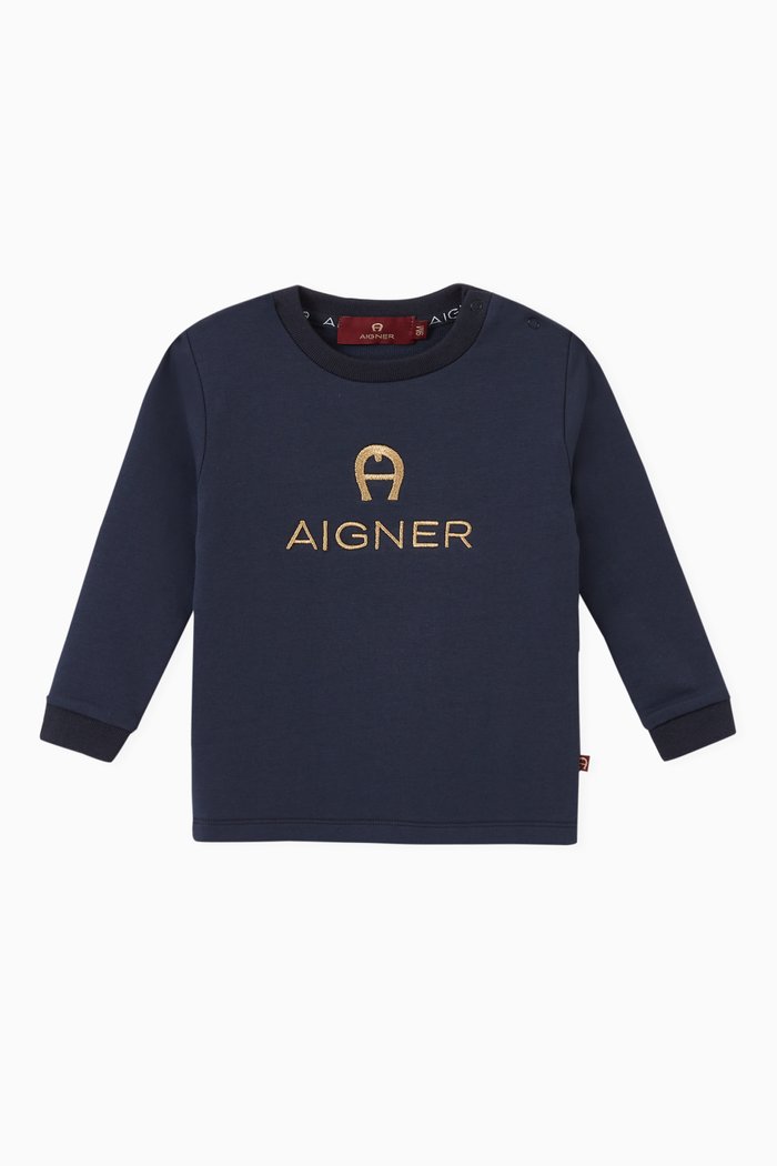 

Embroidered Logo Sweatshirt in Cotton, Blue