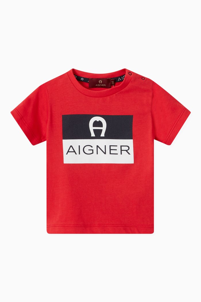 

Contrast Logo Print T-shirt in Cotton, Red
