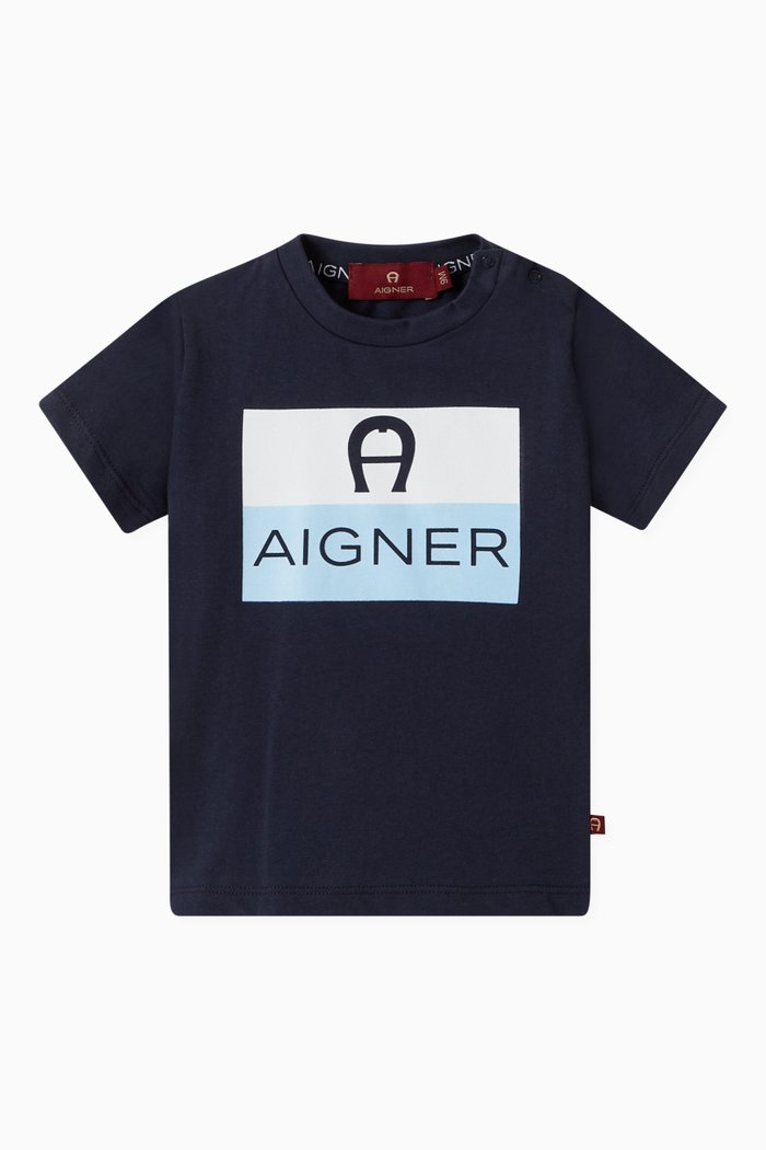 

Logo Colour-Block T-shirt in Cotton, Blue