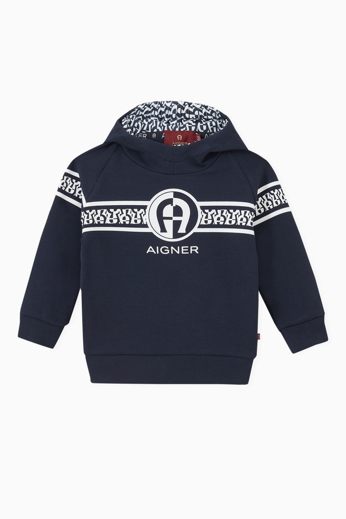 Logo Hoodie in Jersey, Blue