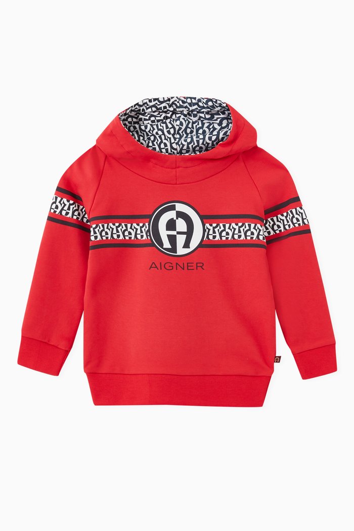 Logo Hoodie in Jersey, Red