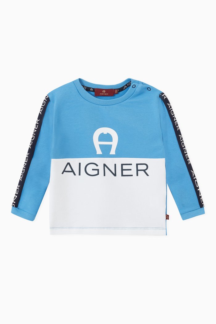 

Logo Tape Sweatshirt in Cotton, Blue
