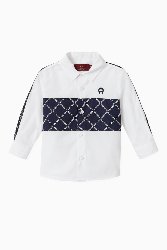 

Embroidered Logo Shirt in Cotton Poplin, White