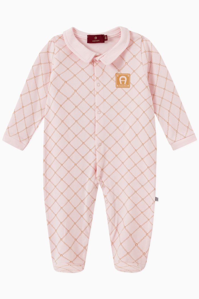 

Embroidered Logo Babygrow in Pima Cotton Jersey, Pink