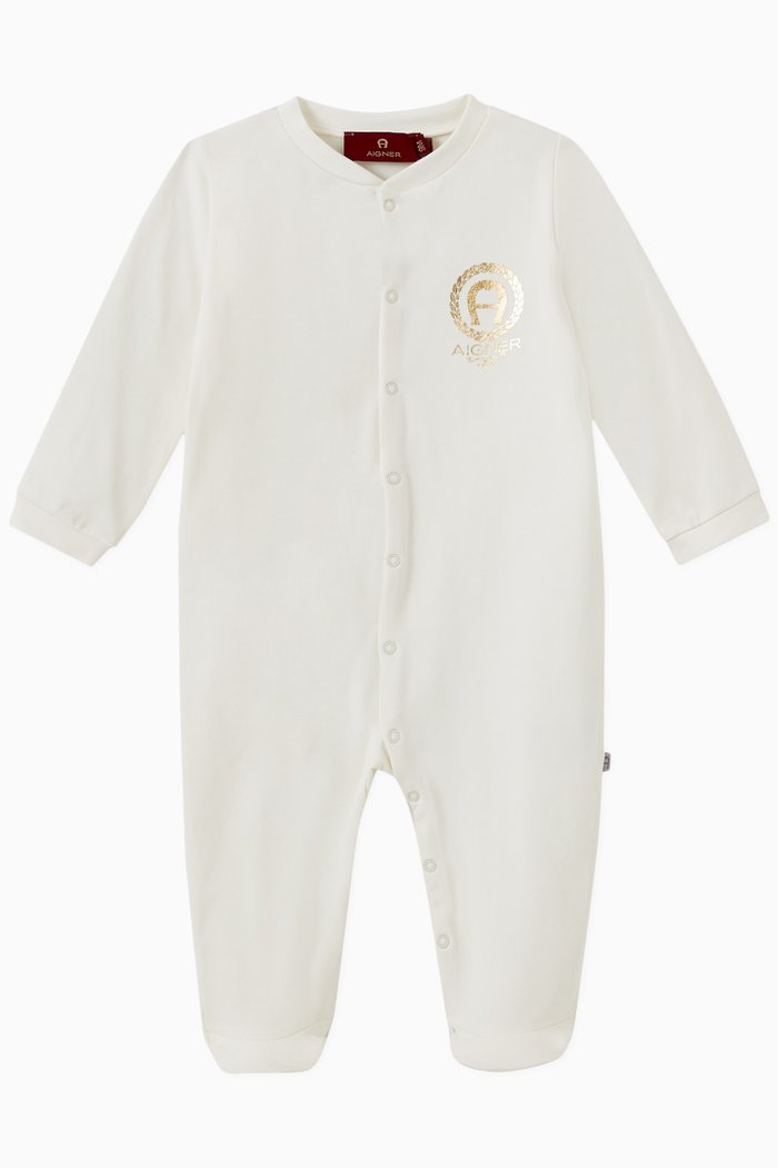 Logo Babygrow in Pima Cotton Jersey, Neutral