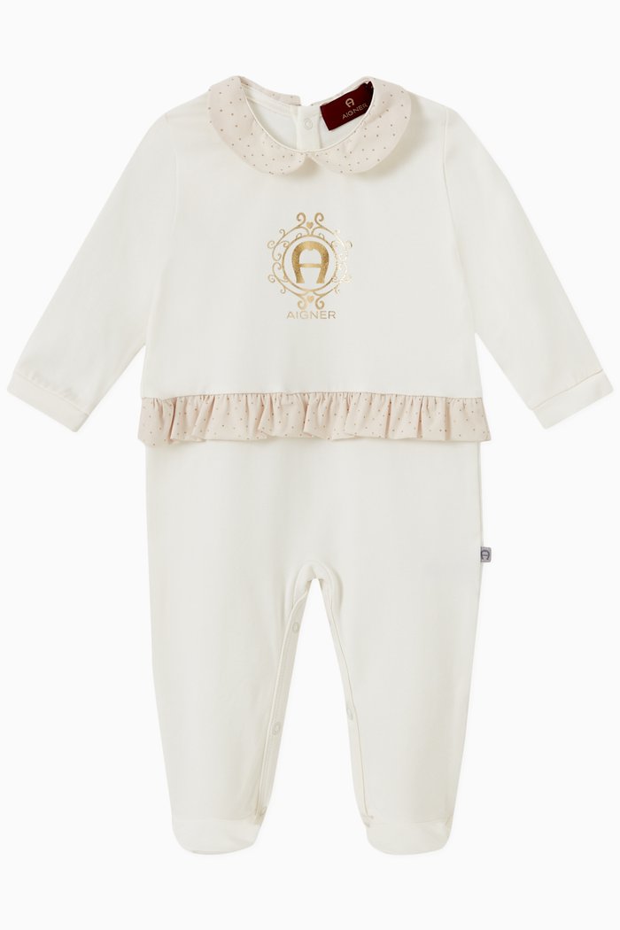 

Ruffle Logo Babygrow in Pima Cotton Jersey, Neutral