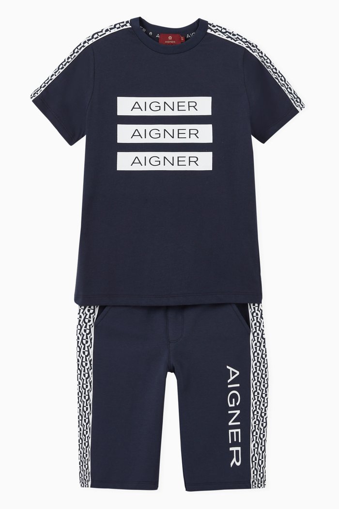 

Logo T-shirt and Shorts Set in Jersey, Blue