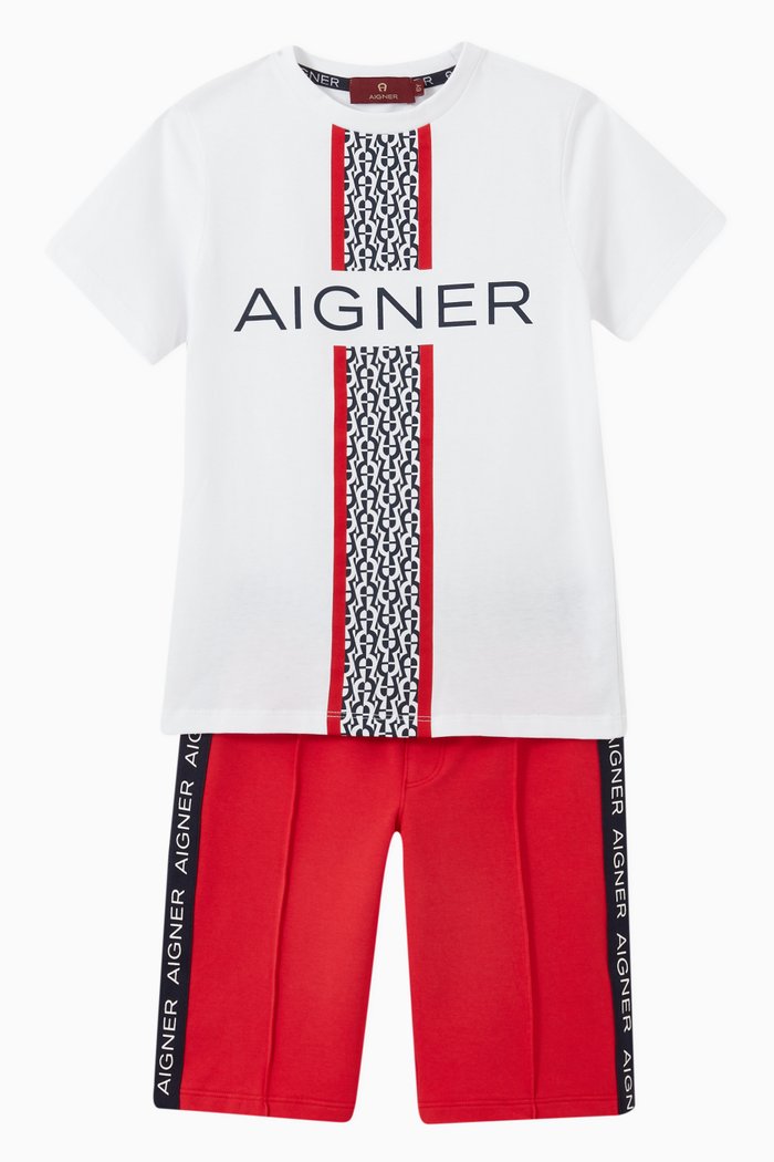

Logo T-shirt and Shorts Set in Jersey, Red