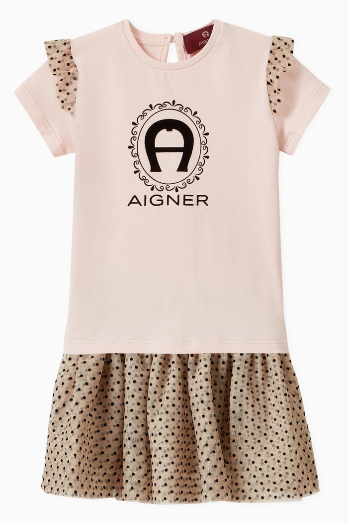 

Logo T-shirt and Skirt in Cotton and Tulle, Set of 2, Multicolour