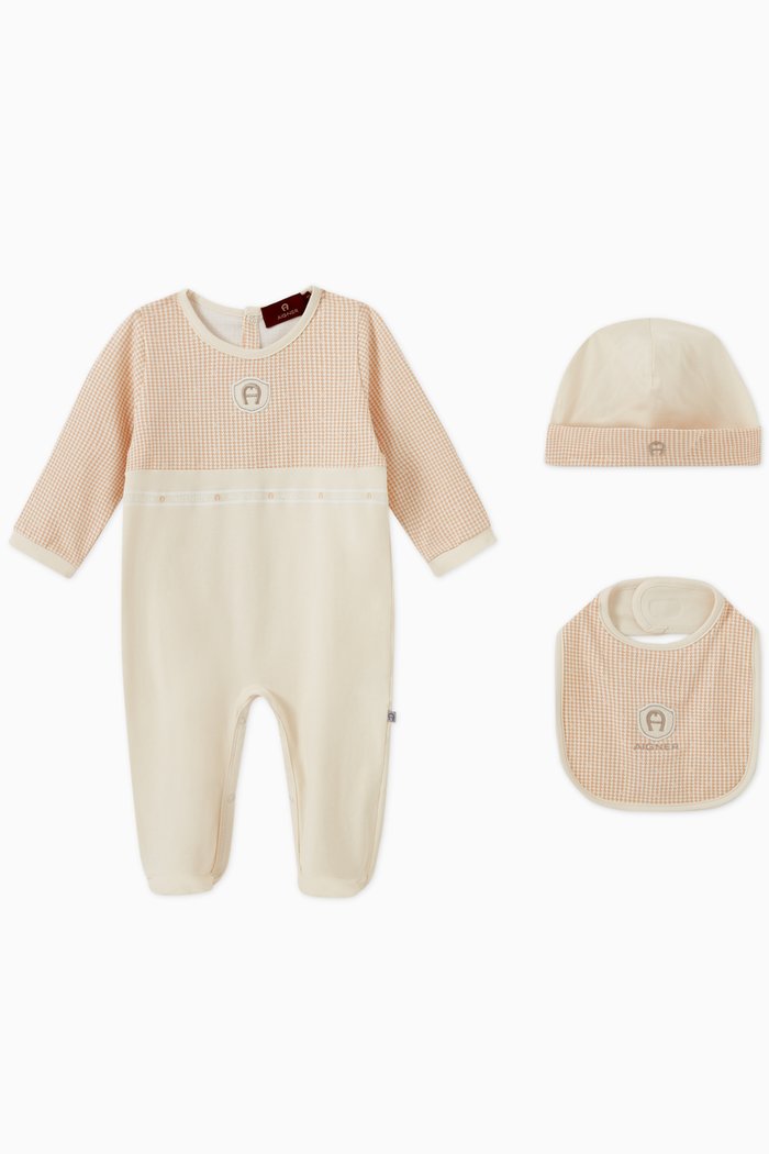 Logo Babygrow Set in Cotton, Neutral