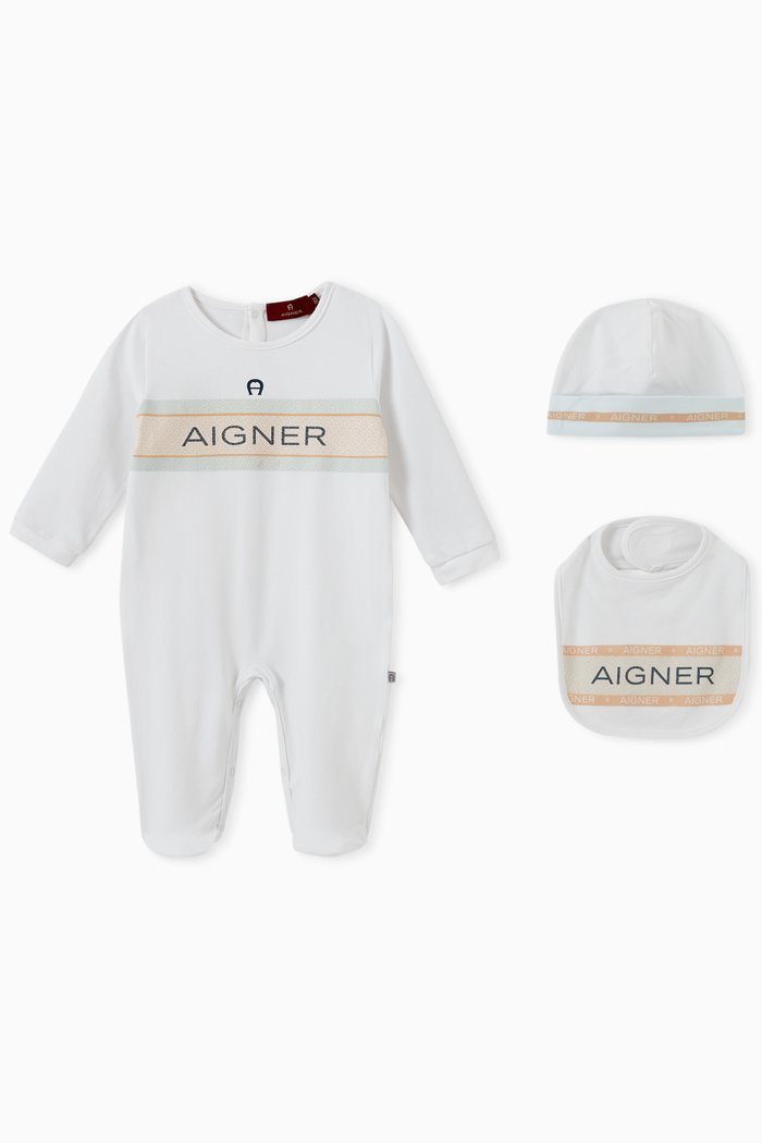 

Contrast Logo Babygrow Set in Cotton, White