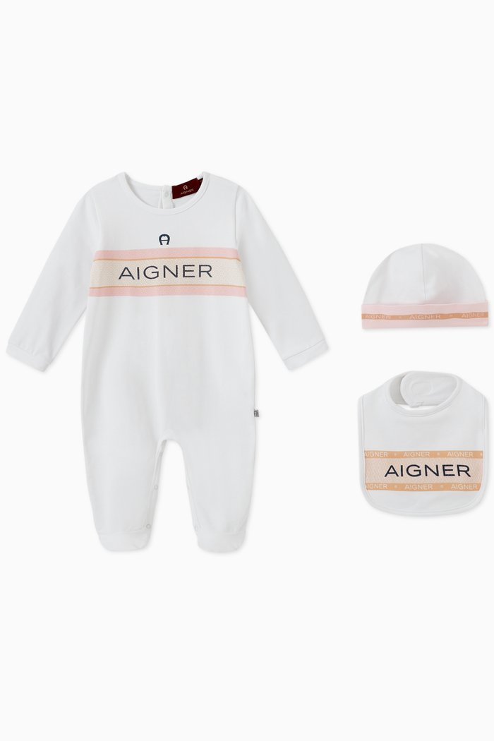 

Contrast Logo Babygrow Set in Cotton, White