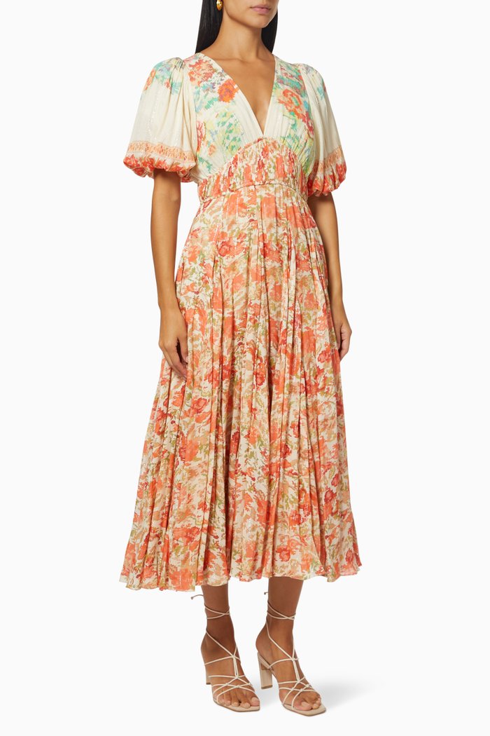 

Nova Midi Dress in Rayon Crinkle Lurex, Multicolour
