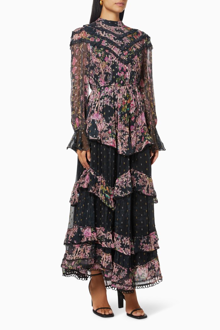 

Vim Ruffle Dress in Chiffon & Lurex, Black