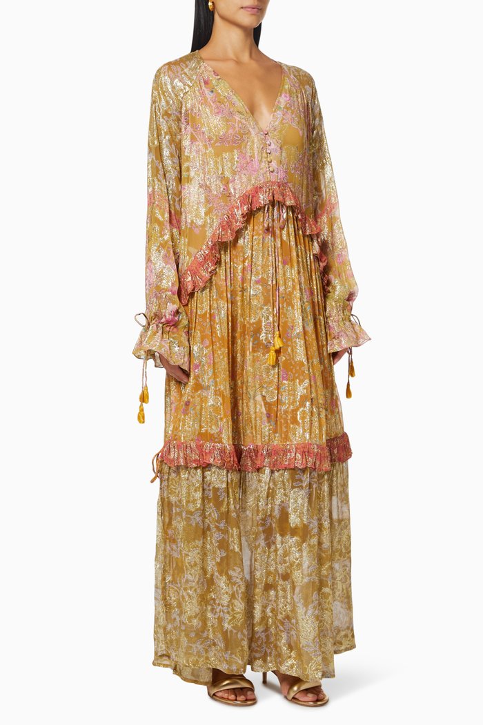 

Vim Kaftan in Georgette & Floral Boota Lurex, Pink