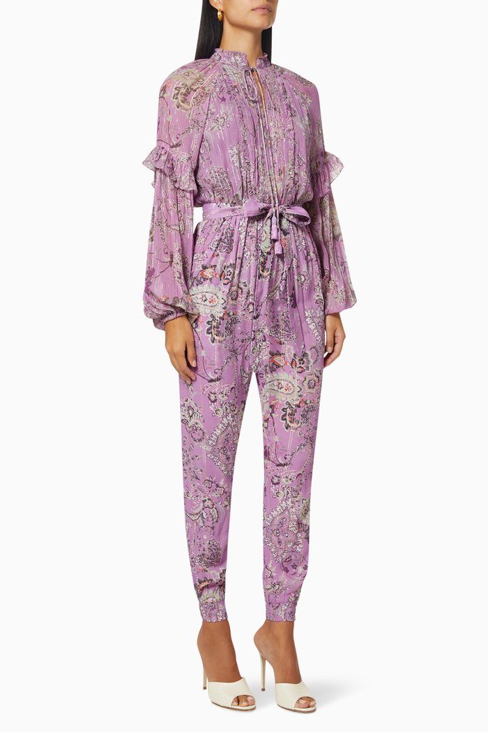 

Mavi Jumpsuit in Georgette & Striped Lurex, Purple