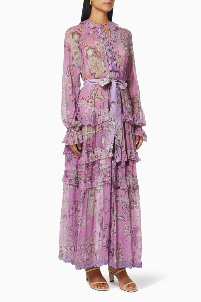 

Mavi Belted Kafan in Chiffon, Purple