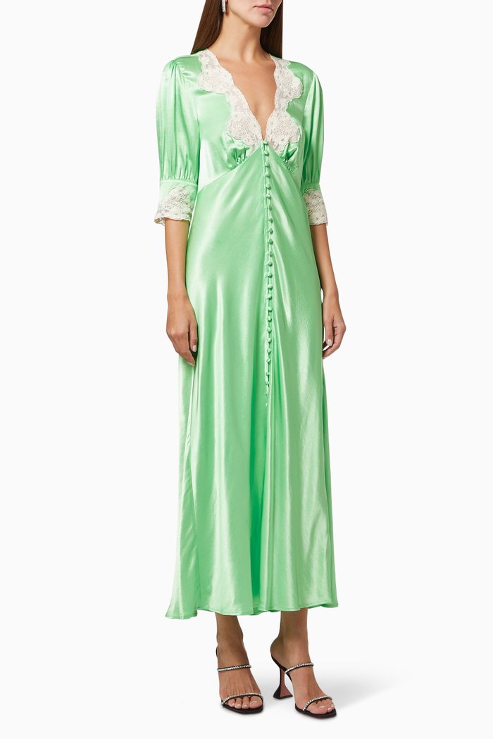 

Simone Dress in Satin, Green