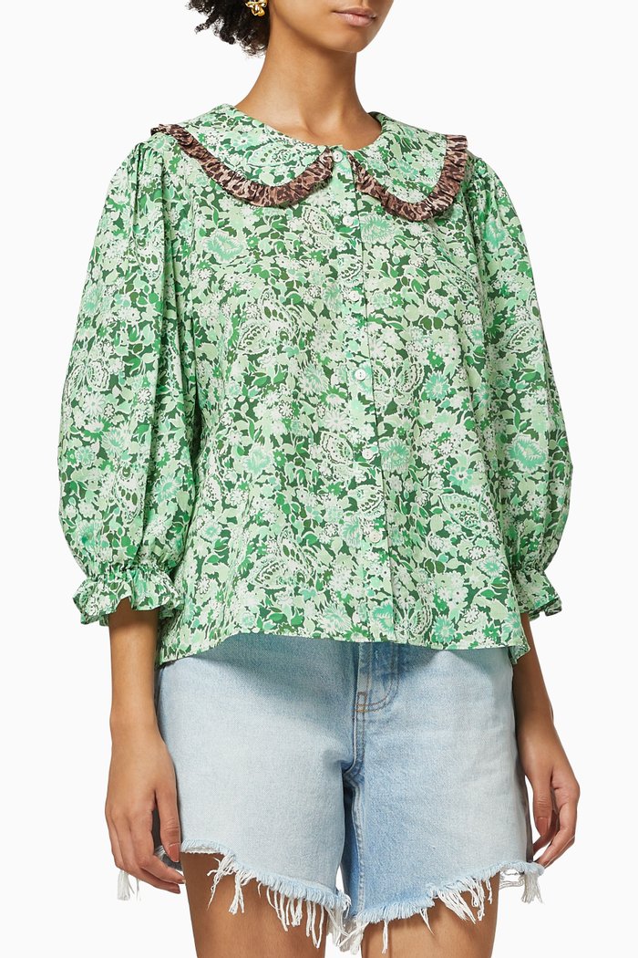 

Nika Blouse in Silk, Green