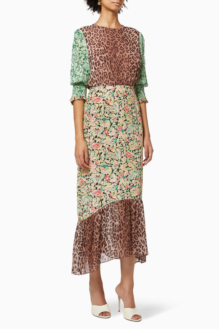 

Saffron Patchwork Dress in Silk, Multicolour