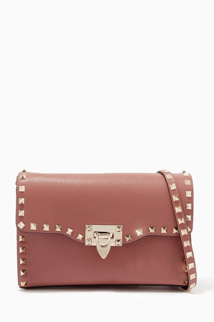 

Valentino Garavani Small Rockstud Crossbody Bag in Grainy Leather, Neutral