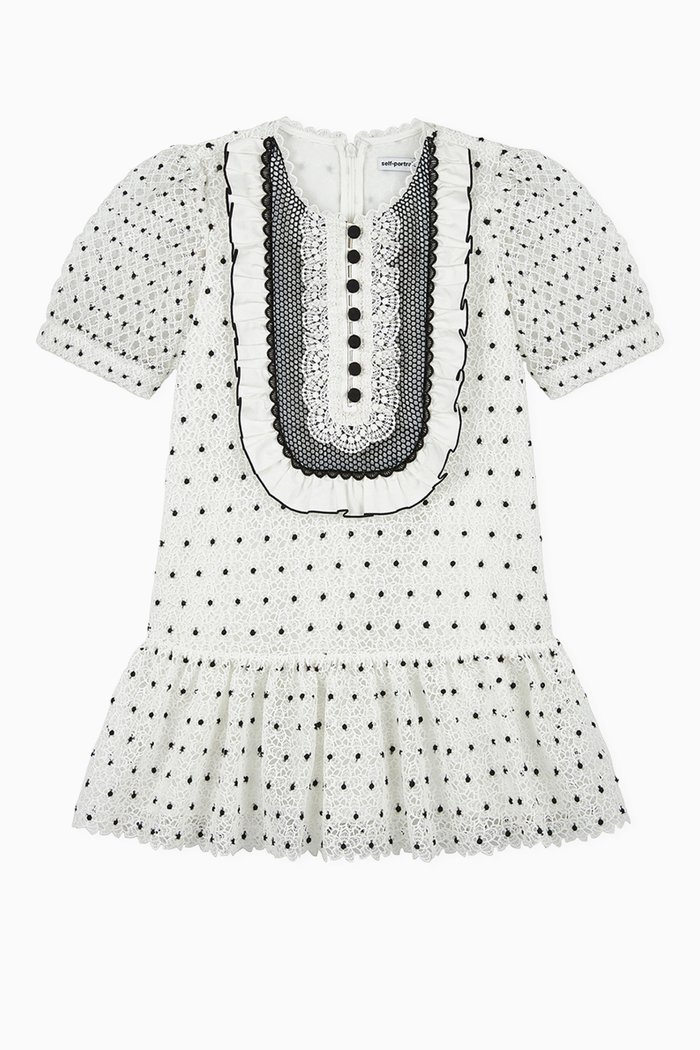 

Hibiscus Flower Lace Bib Mini Dress, White