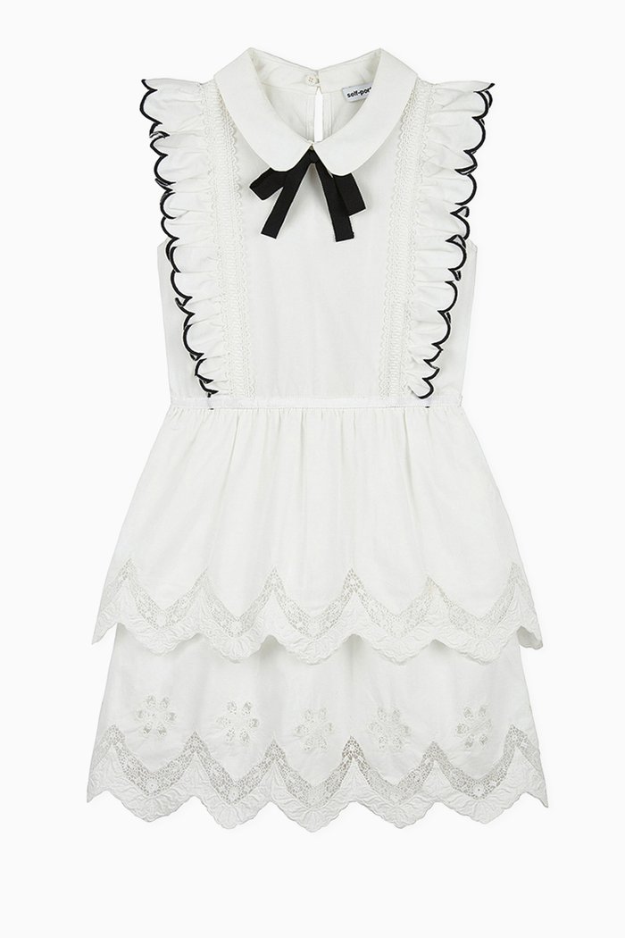

Ruffle Mini Dress in Poplin, White