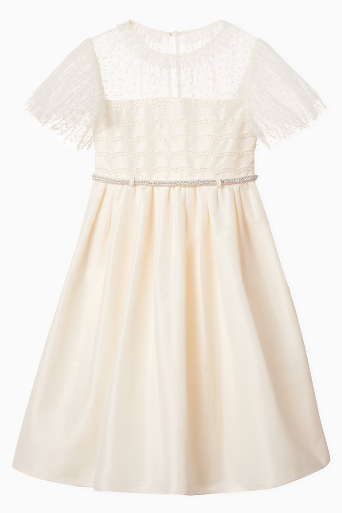 

Dots Midi Dress in Taffeta and Mesh, Neutral