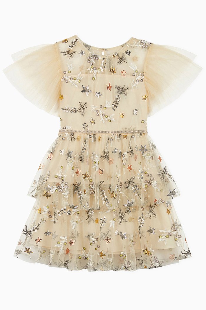 

Star Mini Dress in Mesh, Neutral