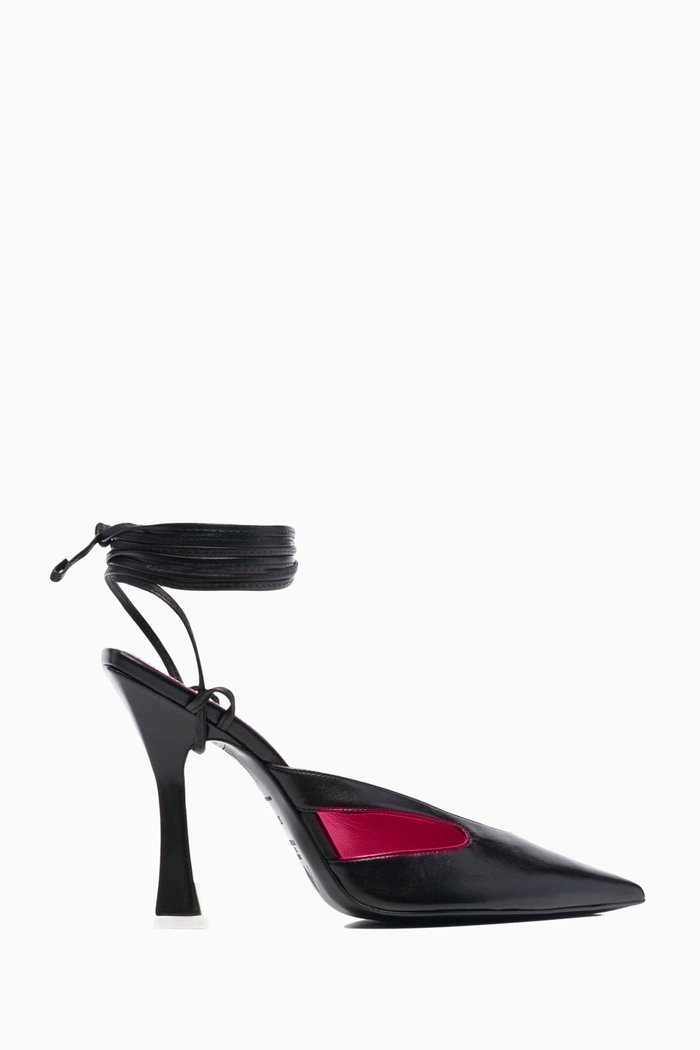 

Anais 105 Mules with Strings in Smooth Leather, Black