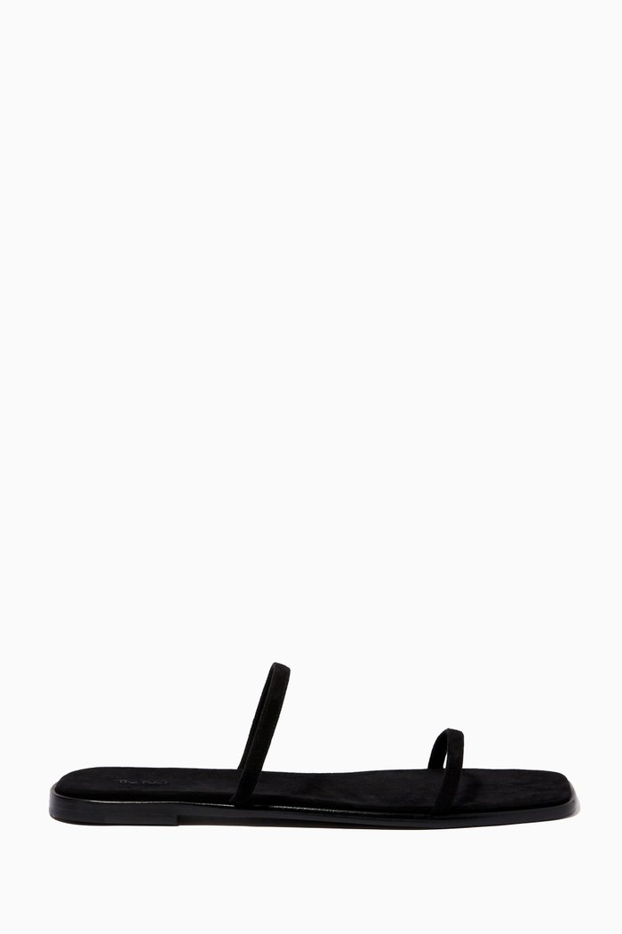 

Paloma Flat Sandals in Wool and Alpaca, Black