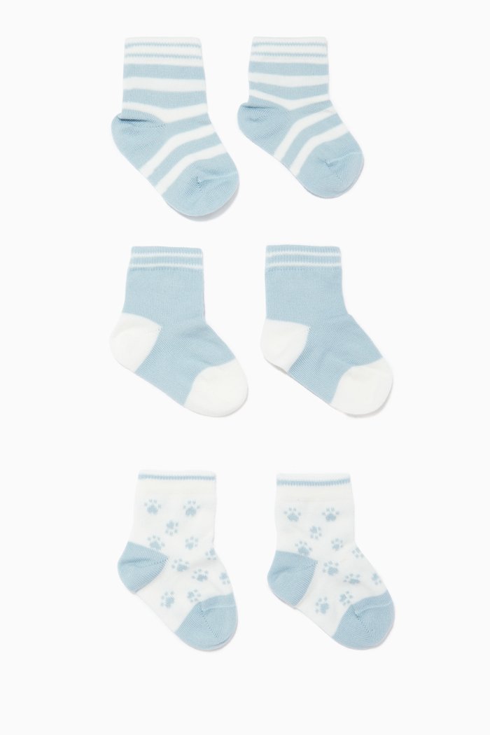 

Cotton Socks, Set of 3, Blue