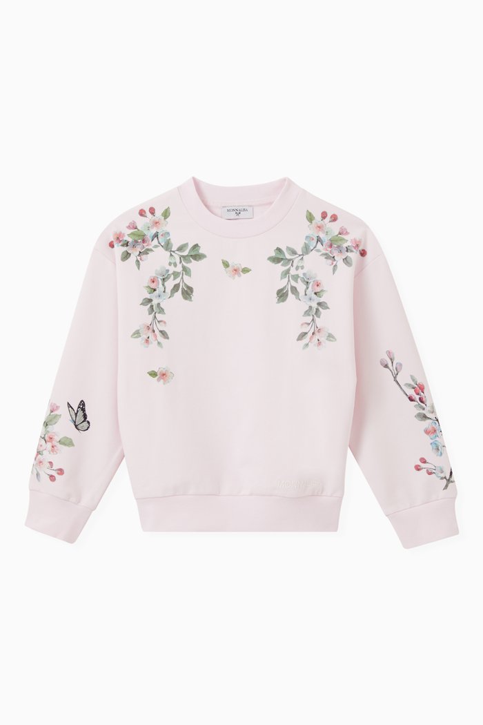 

Floral Sweatshirt in Stretch Fleece, Pink